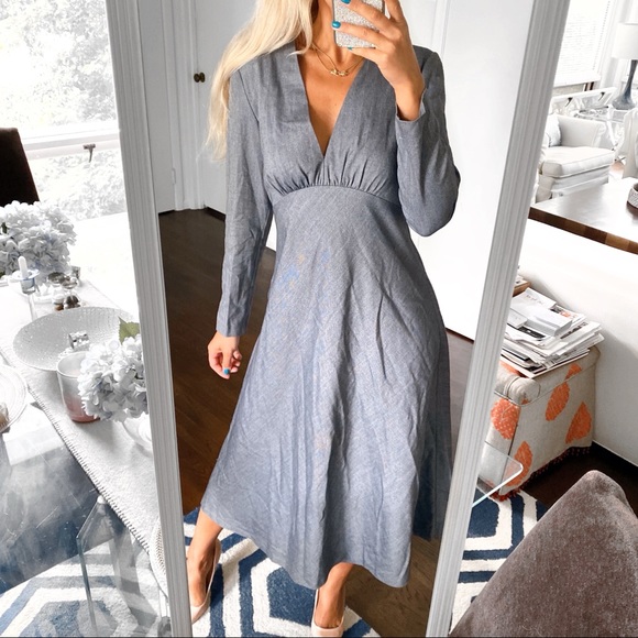Zara Dresses & Skirts - ☑️ ZARA GREY HERRINGBONE LONG SLEEVE MAXI DRESS!